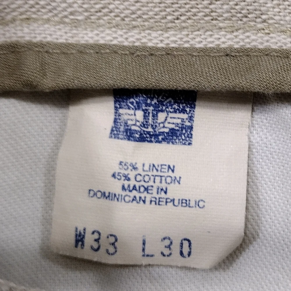 Vintage Dockers Stonewashed Linen Khakis Pants Mens 33x30 Cream Office Retro